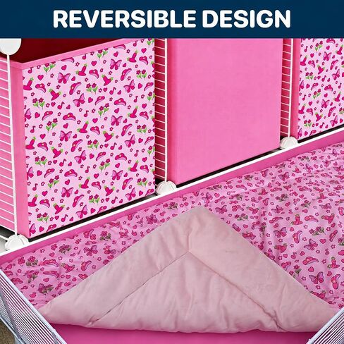 32 Panels 2x4 Pink C&C Cage for Guinea Pigs with Stand 56x28 in Space-Saving 5mm Waterproof coroplast Washable Fleece Liner and 4 Storage Boxes Small Animal Playpen Bunny Cage Hedgehog in Kuwait