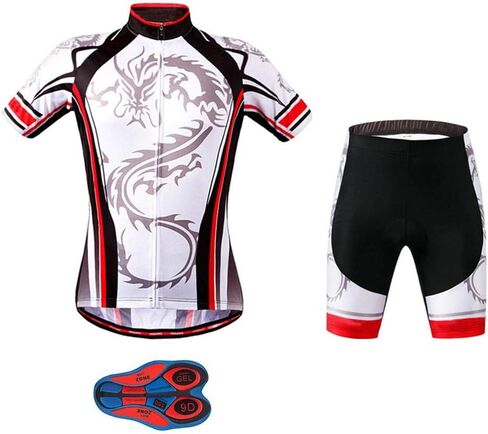 Men's Quick-Dry Cycling Jersey Set Road Bike Bicycle Shirt + Bib Shorts with 9D Gel Pad MTB Riding Clothing Kit in Kuwait