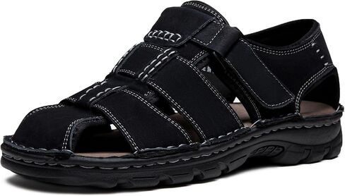 Jousen Men's Sandals Arch Support Casual Genuine Leather Summer Outdoor Beach Fisherman Sandals for Men in Kuwait