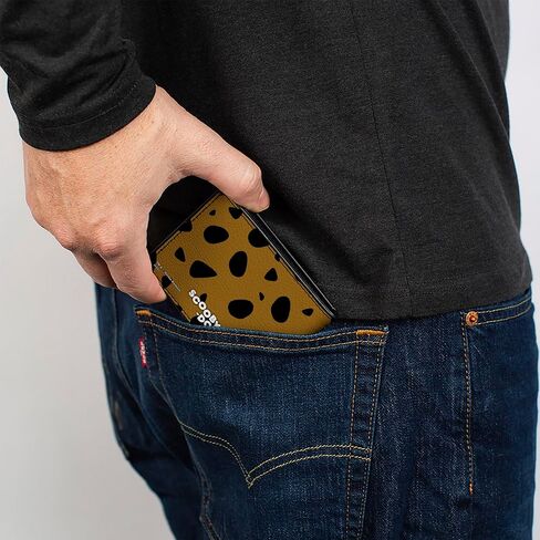 Buckle-Down Men's PU Bifold Wallet-Scooby DOO Close-UP Expression/Spots Brown/Black/White, Multicolor, 4.0" x 3.5" in Kuwait