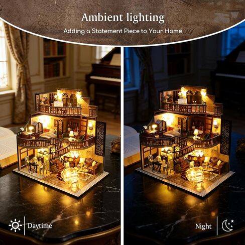 DIY Miniature House Kit, Cozy Dollhouse with LED Lights - Dreamy Loft in Saudi Arabia