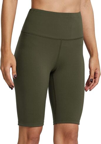 ZUTY 10" Biker Shorts Women Tummy Control High Waisted Workout Athletic Yoga Compression Long Shorts with 2 Hidden Pockets in Kuwait