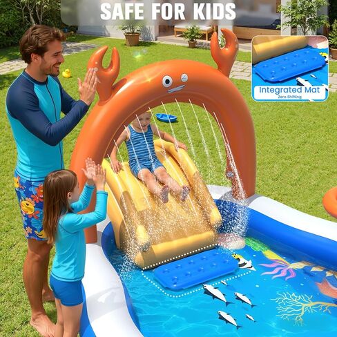 StarOcean Large Inflatable Play Center,Kiddie Pool with Water Slide&Sprk in Kuwait