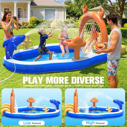 StarOcean Large Inflatable Play Center,Kiddie Pool with Water Slide&Sprk in Kuwait