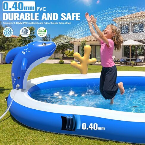 StarOcean Large Inflatable Play Center,Kiddie Pool with Water Slide&Sprk in Kuwait