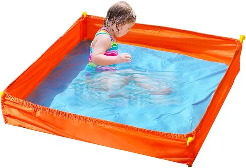 MUOUAKATE 3.3 X 3.3 Ft Portable Beach Square Puddle, Foldable Beach Pool for Boys Girls Ages 2 3 4 5 6 7 8, Upgrade Beach Essentials with Carrying Bag, No Need to Dig Holes and inflate in Kuwait