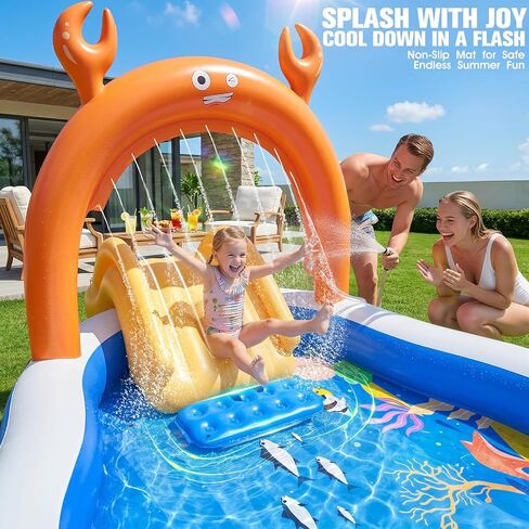 2026 Large Inflatable Play Center,Toddler Pool with Slide&Sprinkler in Kuwait