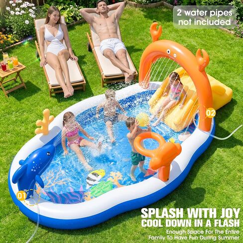 2026 Large Inflatable Play Center,Toddler Pool with Slide&Sprinkler in Kuwait