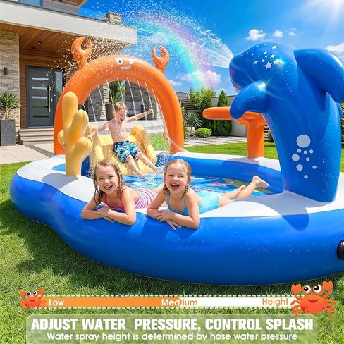 2026 Large Inflatable Play Center,Toddler Pool with Slide&Sprinkler in Kuwait