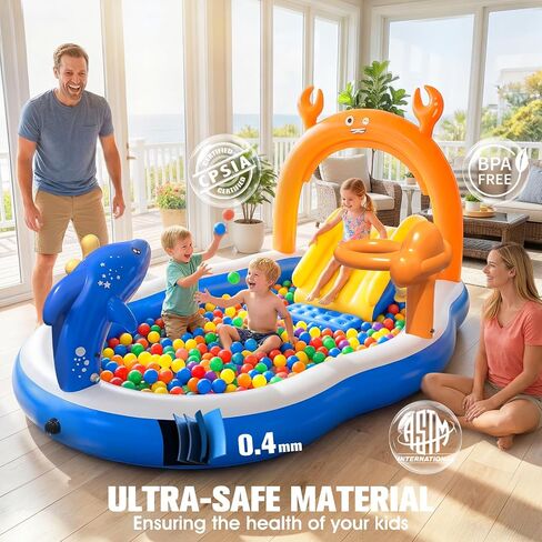 2026 Large Inflatable Play Center,Toddler Pool with Slide&Sprinkler in Kuwait