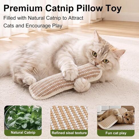 Cat Toys, 2 Pack Sisal Catnip Pillow Toys with Crinkle Sound in Saudi Arabia