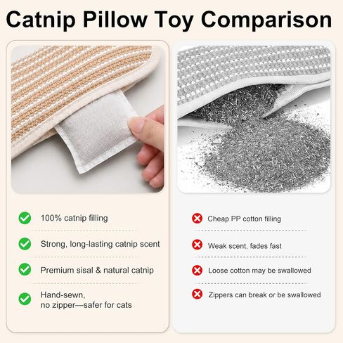 Cat Toys, 2 Pack Sisal Catnip Pillow Toys with Crinkle Sound in Saudi Arabia