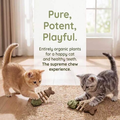 Natural Silvervine Cat Chew Toy Fish Bone, Fishbone-Shaped Cat Dental Toy for Chewing, Fix Your Cat’S Dental Health, Durable Wooden Feline Tooth Care Tool (2) in Kuwait