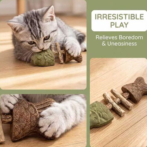 Natural Silvervine Cat Chew Toy Fish Bone, Fishbone-Shaped Cat Dental Toy for Chewing, Fix Your Cat’S Dental Health, Durable Wooden Feline Tooth Care Tool (2) in Kuwait