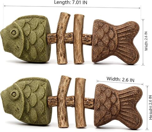 Natural Silvervine Cat Chew Toy Fish Bone, Fishbone-Shaped Cat Dental Toy for Chewing, Fix Your Cat’S Dental Health, Durable Wooden Feline Tooth Care Tool (2) in Kuwait
