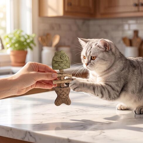 Natural Silvervine Cat Chew Toy Fish Bone, Fishbone-Shaped Cat Dental Toy for Chewing, Fix Your Cat’S Dental Health, Durable Wooden Feline Tooth Care Tool (2) in Kuwait