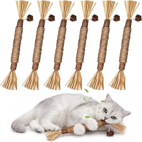 Silvervine Sticks Cat Chew Toys for Indoor Cats Dental Care Teeth Cleaning, Natural Kitten & Cat Teething Toys for Health, Catnip Toys Cat Chew Rope Suitable for All Breeds of Aggressive Chewers Cat in Saudi Arabia