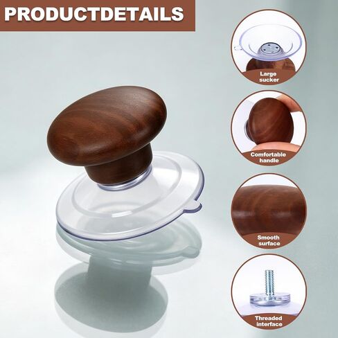 Wooden Mushroom Quilting Ruler Suction Cup Knob, Ergonomic Ruler Grip for Precise Cutting, Strong Suction Cup Handle for Quilters Sewing Patchwork Crafting Tools in Kuwait