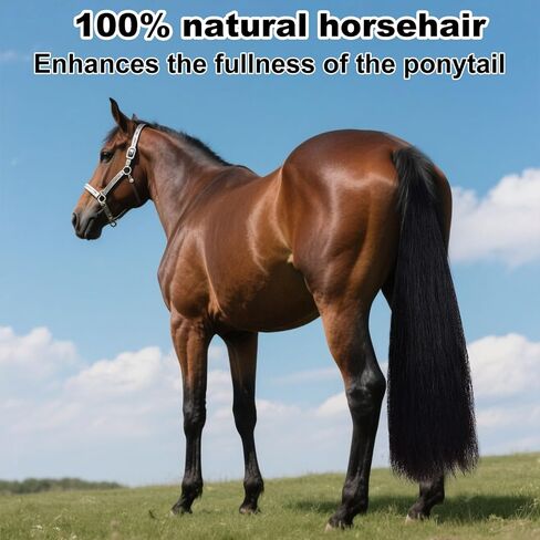 Natural Black Real Horse Tail Extensions - 28-30" Length, 4/8 lb Weight with Braided Horsehair Loop in Kuwait