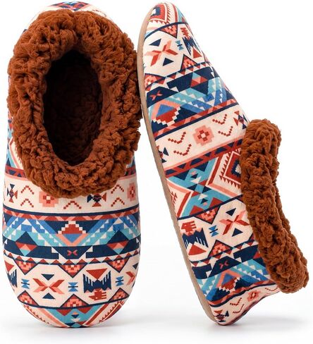 The Metluks Soft Fuzzy Slippers for Women Indoor, Warm Furry House Sock Shoes Fluffy Lined, Bedroom Booties Non-Slip Gripper Soles, Winter Cozy Christmas Gifts in Kuwait