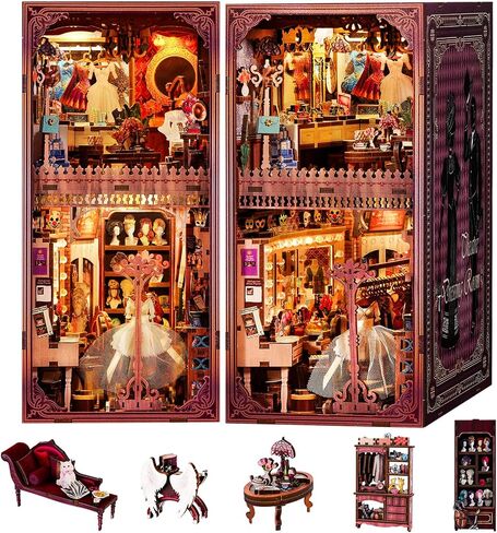 fifijoy Book Nook Kit for Adults, 1950s Diner Bookshelf Insert in Kuwait