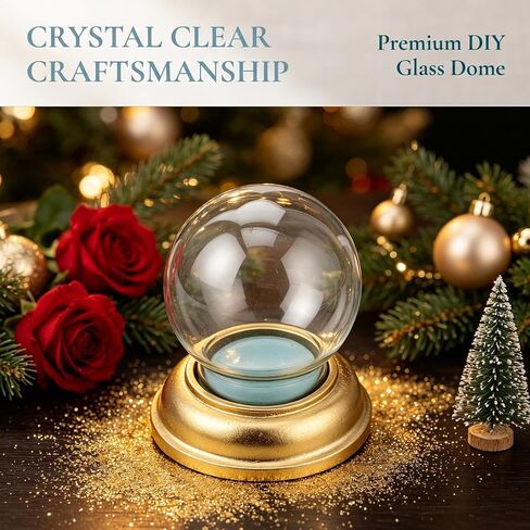 Glass Snow Globe Cover with Base, DIY Micro Landscape Xmas Dome in Kuwait