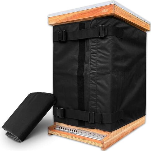 Bee Hive Insulation Wrap for BeeCastle Beeswax Dipped Langstroth 8 Frame 2 Deep+2 Medium, Winter Beehive Cover with 600D Oxford Fabric, Adjustable Buckle Straps for Outdoor Use in Kuwait