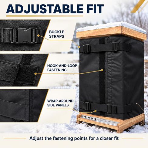 Bee Hive Insulation Wrap for BeeCastle Beeswax Dipped Langstroth 8 Frame 2 Deep+2 Medium, Winter Beehive Cover with 600D Oxford Fabric, Adjustable Buckle Straps for Outdoor Use in Kuwait