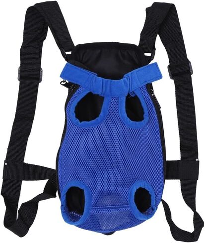 Pet Dog Front Carrier Backpack,Breathable Sandwich Mesh Chest Tote Bag with Adjustable Strap for Small Dogs Cats Walking Travel(S,Blue) in Kuwait