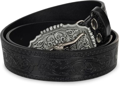 Men's-Western-Leather-Buckle-Belts-Cowboy-Longhorn-Bull-Head-Buckle-Belt-Floral-Engraved-Buckle-Belt-for-Women in Kuwait