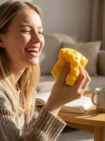 Cheese Shape TPR Slow Rebound Squeeze Fidget for Adults, Soft Textured Desk Accessory, Portable (Yellow,5*5*5) in Kuwait