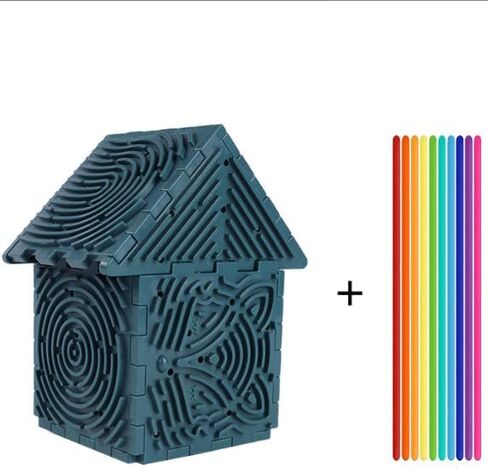 Premium 3D Autism Sensory Activity Board, Durable Silicone Fidget Toy, Puzzle House Block Set with 30 Strings, Press Loop Fill Pattern, Calming Stress Relief for Autistic Kids 3+ and Adults in Kuwait