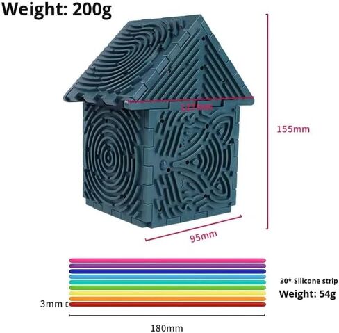 Premium 3D Autism Sensory Activity Board, Durable Silicone Fidget Toy, Puzzle House Block Set with 30 Strings, Press Loop Fill Pattern, Calming Stress Relief for Autistic Kids 3+ and Adults in Kuwait
