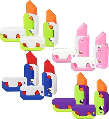 8Pcs 3D Gravity Plastic Toy Switchblade Printing Knife Carrot Knife, Sensory Knife Fidget Toys for Kids & Adults, Anxiety Stress Relief Toy in Kuwait