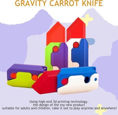 8Pcs 3D Gravity Plastic Toy Switchblade Printing Knife Carrot Knife, Sensory Knife Fidget Toys for Kids & Adults, Anxiety Stress Relief Toy in Kuwait