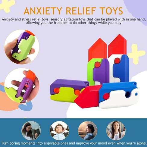 8Pcs 3D Gravity Plastic Toy Switchblade Printing Knife Carrot Knife, Sensory Knife Fidget Toys for Kids & Adults, Anxiety Stress Relief Toy in Kuwait