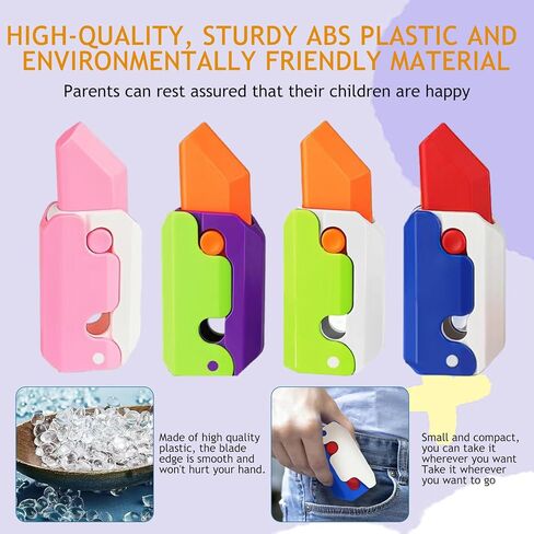 8Pcs 3D Gravity Plastic Toy Switchblade Printing Knife Carrot Knife, Sensory Knife Fidget Toys for Kids & Adults, Anxiety Stress Relief Toy in Kuwait