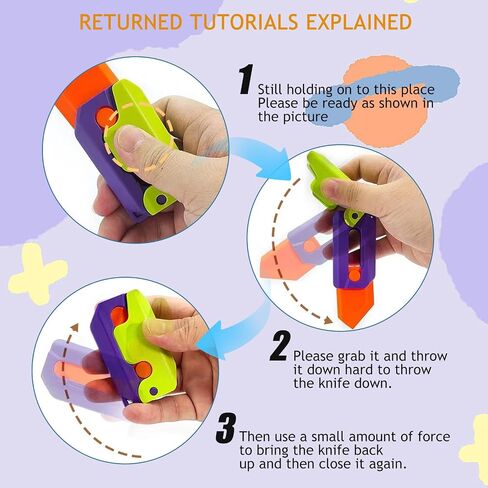 8Pcs 3D Gravity Plastic Toy Switchblade Printing Knife Carrot Knife, Sensory Knife Fidget Toys for Kids & Adults, Anxiety Stress Relief Toy in Kuwait