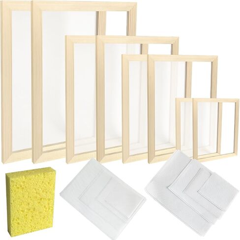 SUGOOE 4 Sizes Paper Making Frame Kit (A4, A5, A6, A7), Papermaking Mould and Frame Kit with Mesh and Sponge for DIY Paper Craft Making in Saudi Arabia
