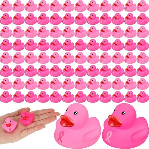 Jerify 100 Pcs Mini Pink Ribbon Rubber Duck Breast Cancer Awareness in Kuwait