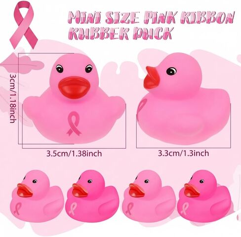 Jerify 100 Pcs Mini Pink Ribbon Rubber Duck Breast Cancer Awareness in Kuwait
