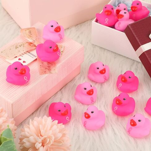 Jerify 100 Pcs Mini Pink Ribbon Rubber Duck Breast Cancer Awareness in Kuwait