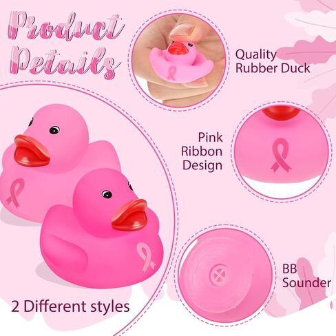 Jerify 100 Pcs Mini Pink Ribbon Rubber Duck Breast Cancer Awareness in Kuwait