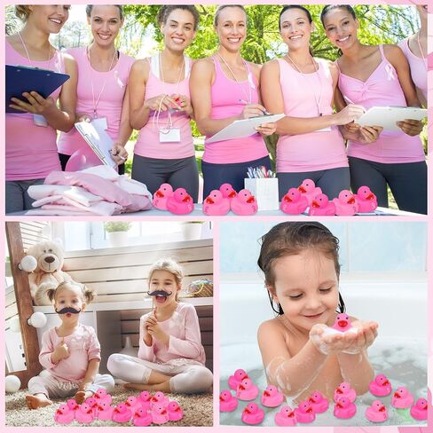 Jerify 100 Pcs Mini Pink Ribbon Rubber Duck Breast Cancer Awareness in Kuwait
