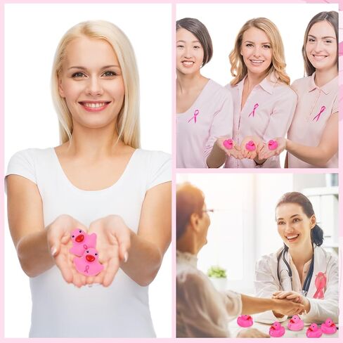 Jerify 100 Pcs Mini Pink Ribbon Rubber Duck Breast Cancer Awareness in Kuwait