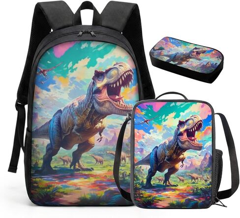 HUGS IDEA 3 Pcs School Bag Set with Thermal Insulated Lunch Tote Purse Pencil Case in Kuwait