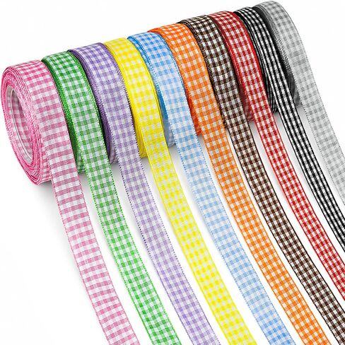 3/8 Inches X 10 Color Gingham Ribbon Pack, Total 100 Yards in Kuwait