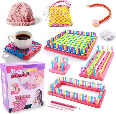 Multi-Shape Weaving Loom Kit, DIY Bracelet Bag Scarf Flower Making Set in Kuwait