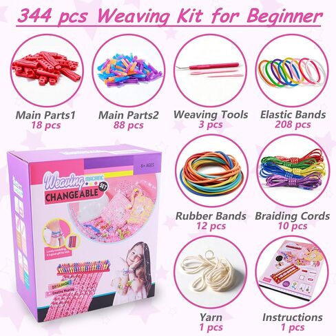 Multi-Shape Weaving Loom Kit, DIY Bracelet Bag Scarf Flower Making Set in Kuwait