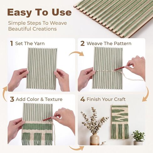 40pcs Wooden Weaving Loom Set for Adults Beginners, 6x9" Natural Craft Tool in Kuwait
